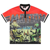 MIXED EMOTION Red “Paradise” Button Up Tee